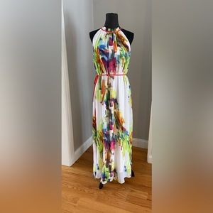 Women’s Chetta B Beautiful Sleeveless Multi-Color Maxi Dress, Size 10